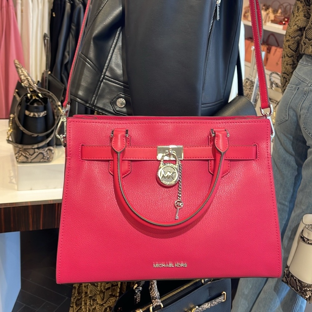 MICHAEL KORS HAMILTON MEDIUM SATCHEL 
 COLOR: Electric Pink 
NWT - Picture 9 of 16